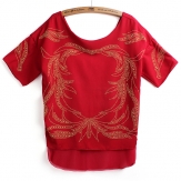 2013 Spring And Summer New Arrival Printing Patter Short-Sleeve T-shirt Red